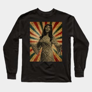 Photo Vintage Retro Look Fan Design // Aretha Louise Franklin Long Sleeve T-Shirt